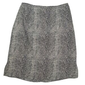 Vintage Size 10 Emma James 90s Y2K Cream Black Snake Skin Midi Pencil Skirt